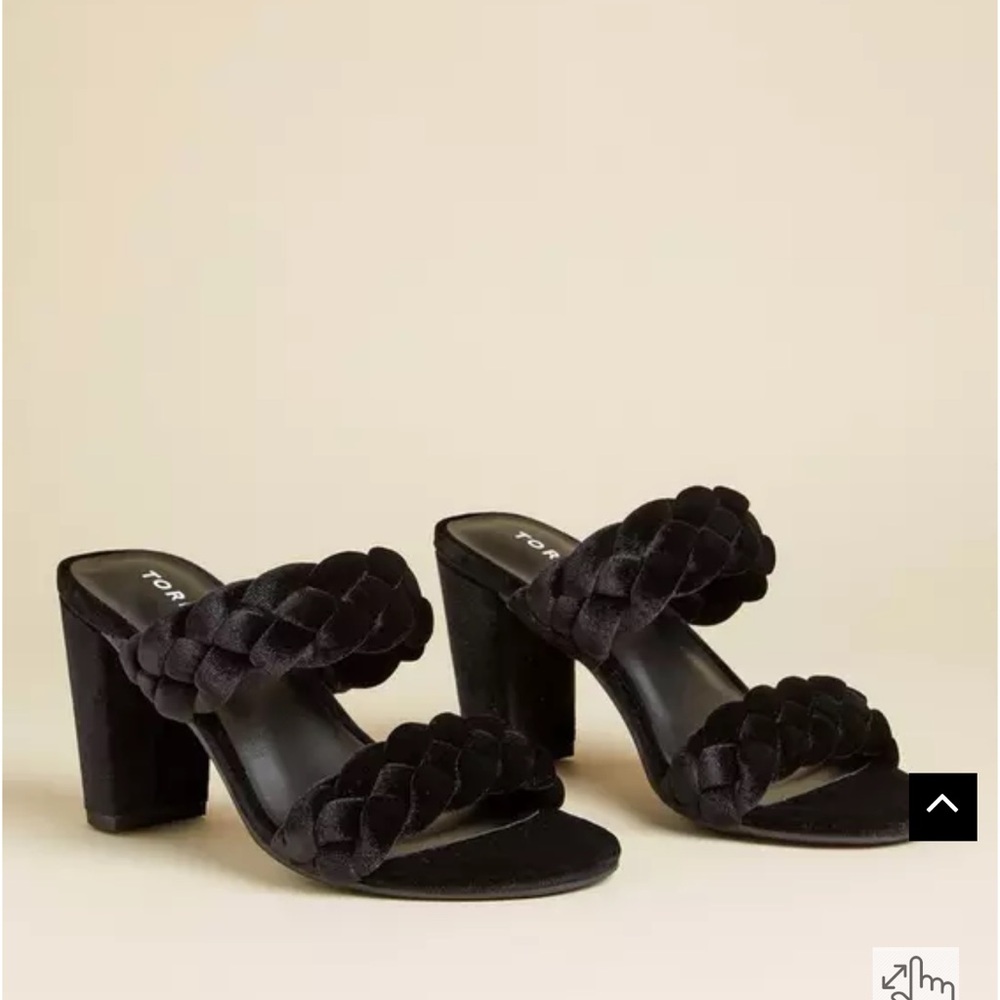 Black Velvet Braided Heel Sandal